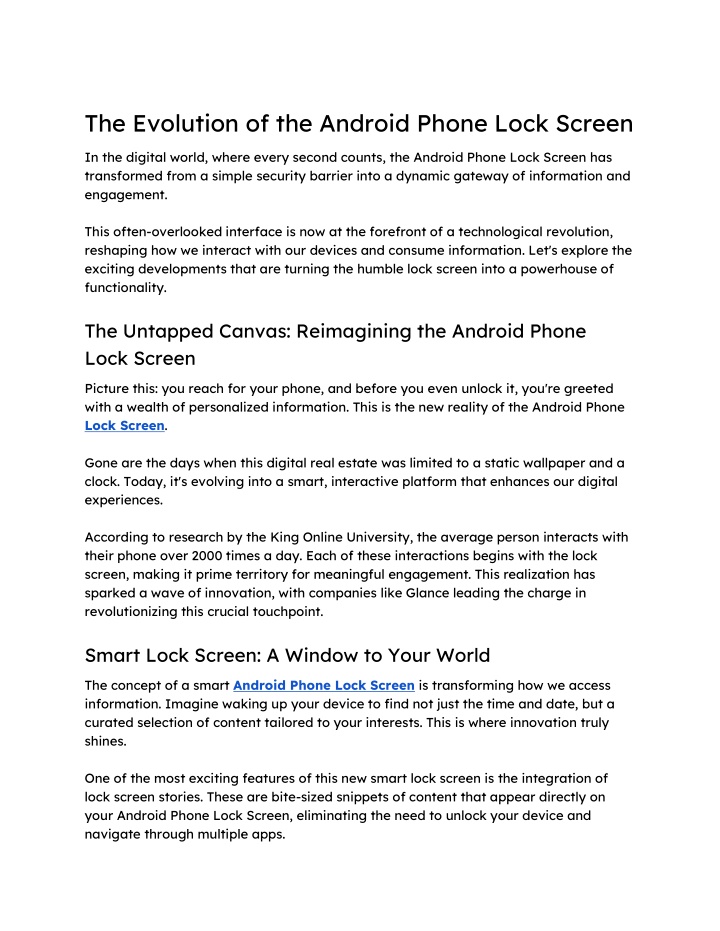 the evolution of the android phone lock screen