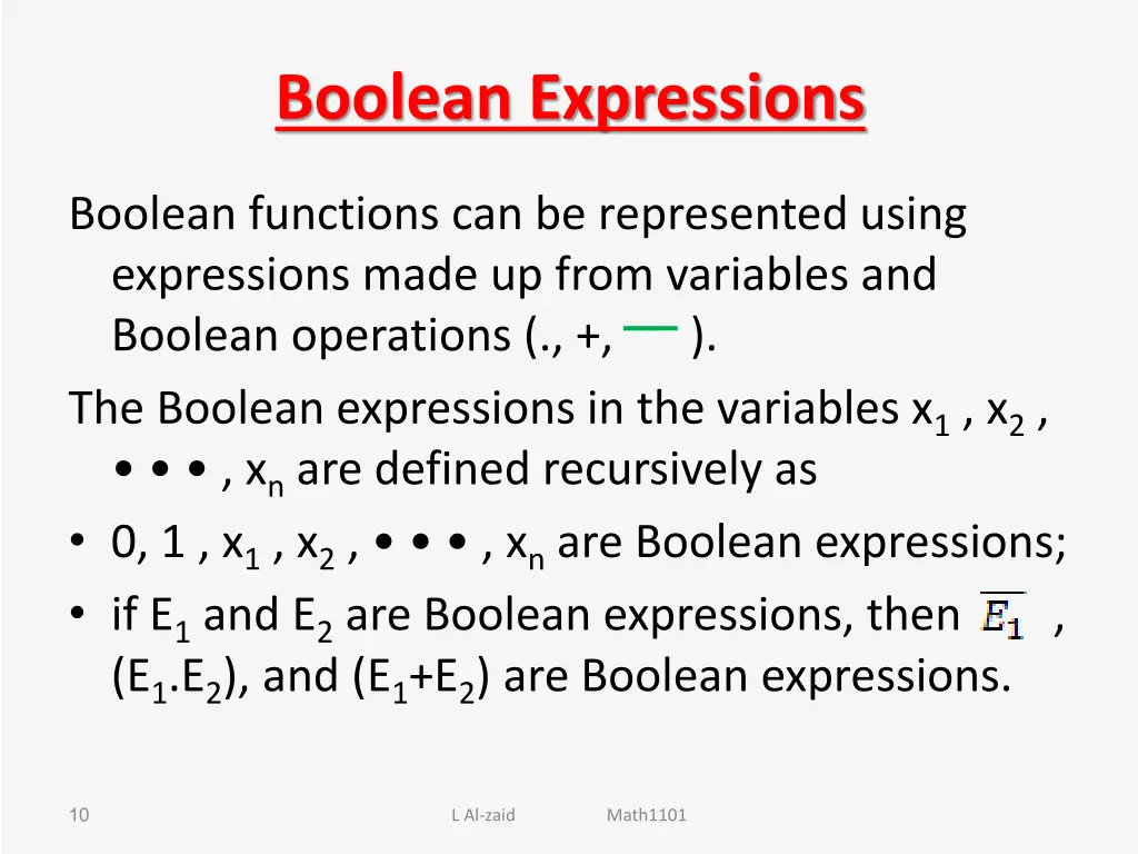 boolean expressions