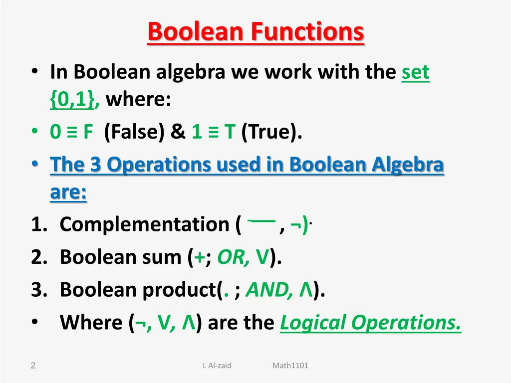 boolean functions