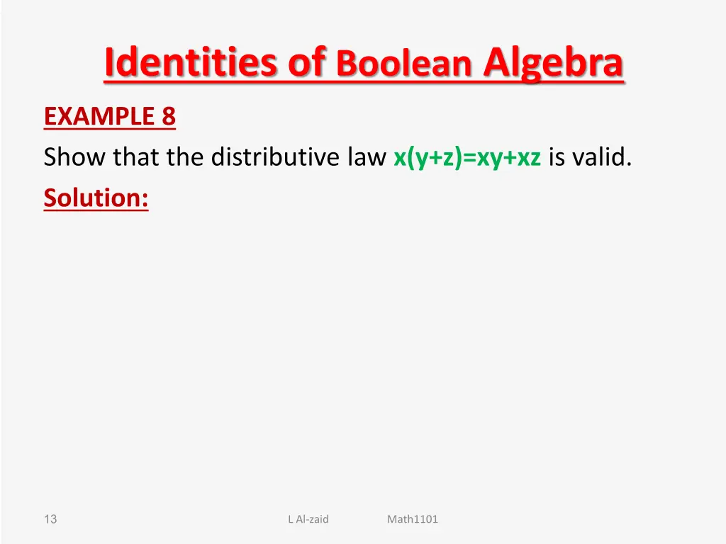 identities of boolean algebra