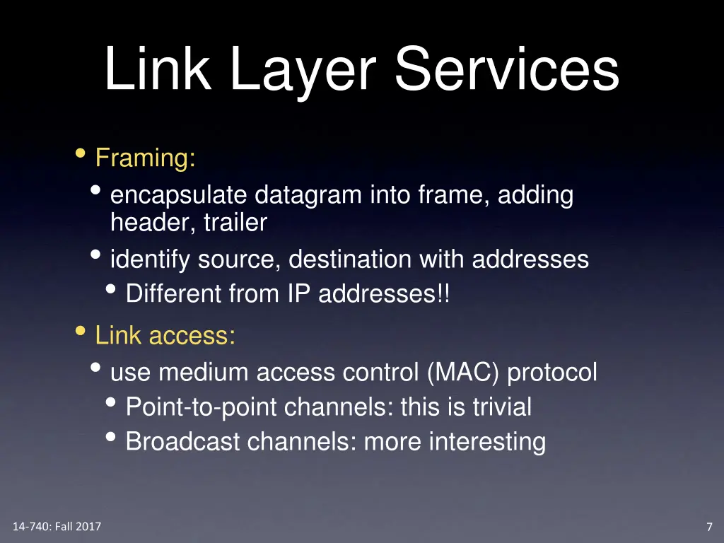 link layer services