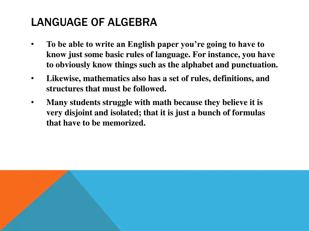 language of algebra