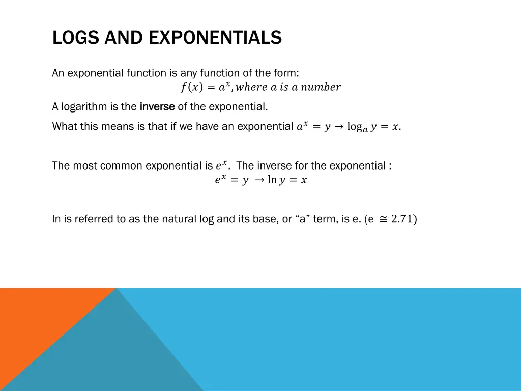 logs and exponentials