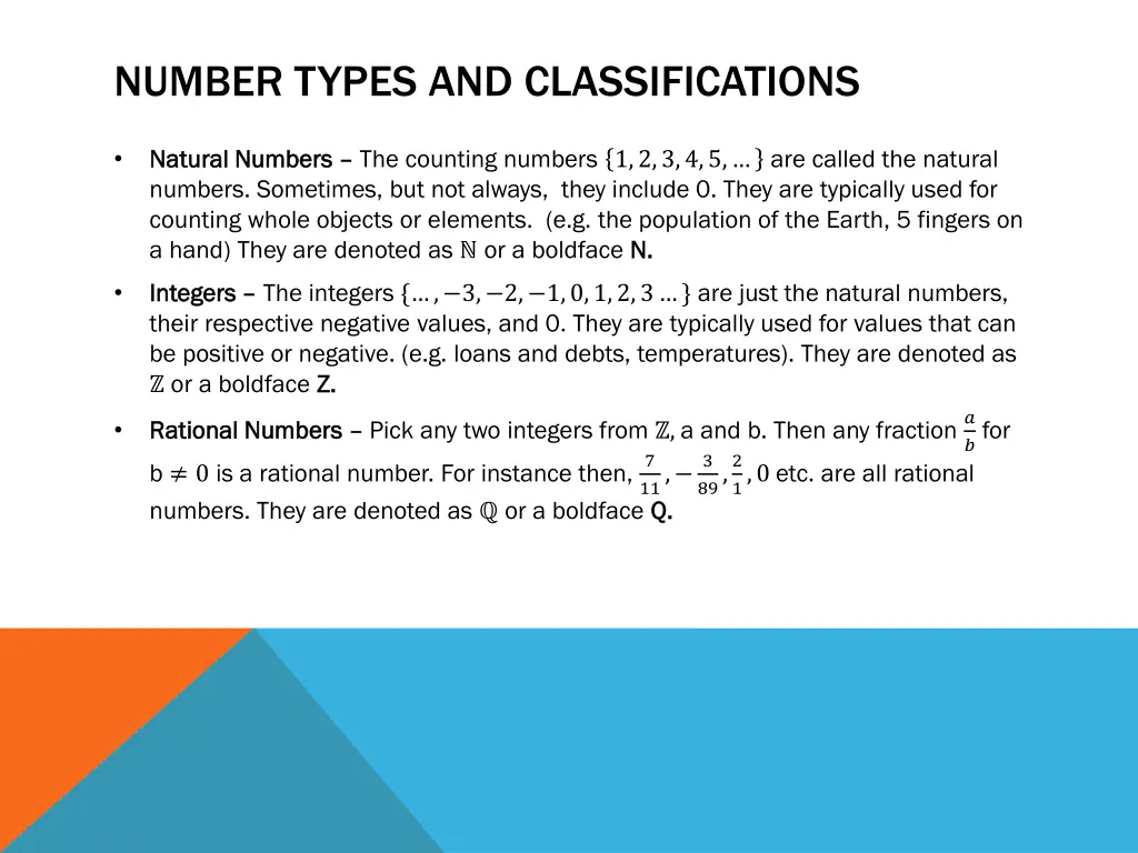 number types and classifications