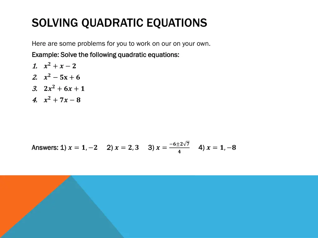 solving quadratic equations 5