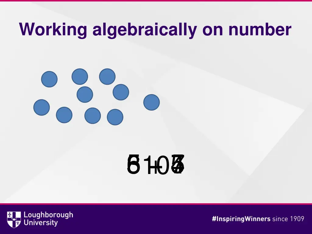 working algebraically on number 1