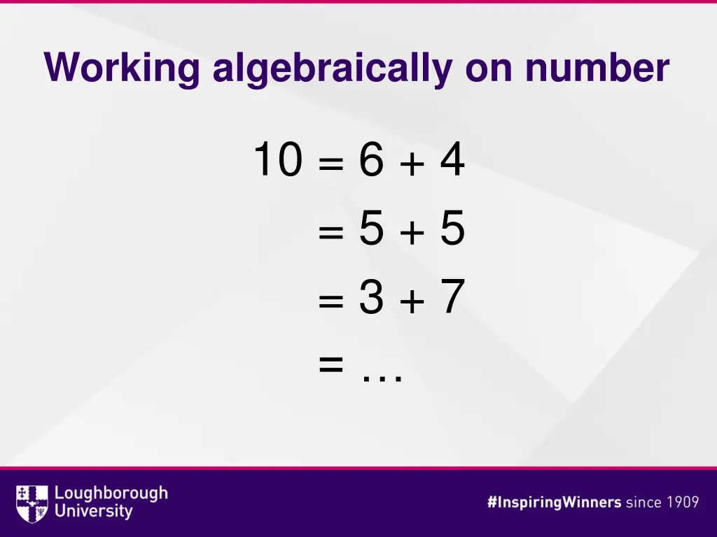 working algebraically on number 4