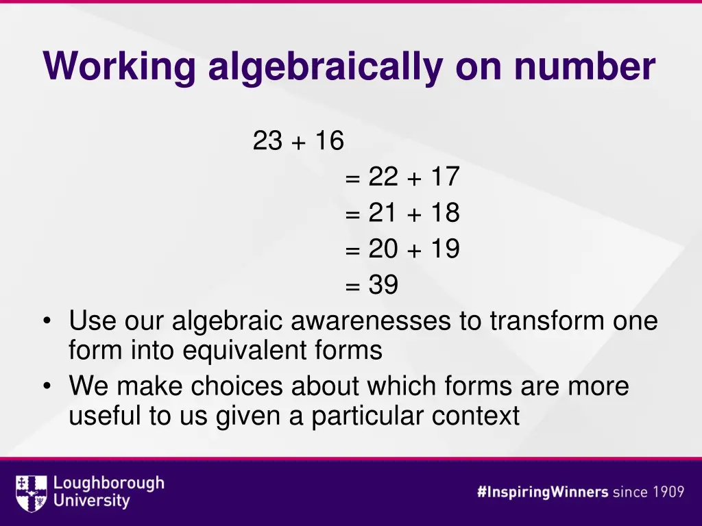 working algebraically on number 5