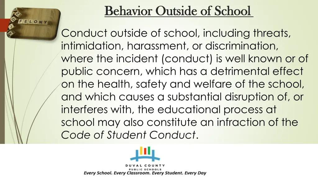 behavior outside of school behavior outside