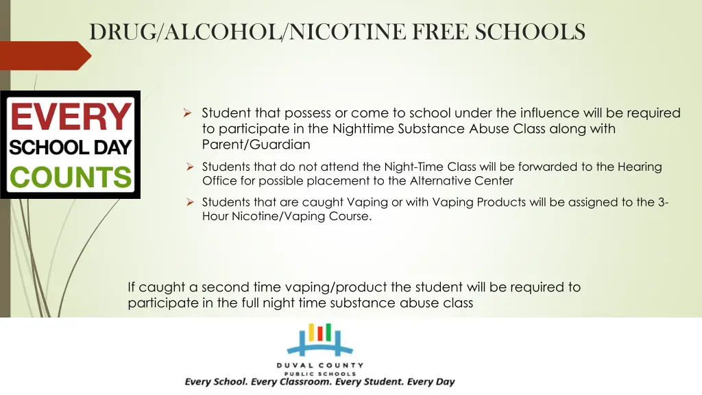 drug alcohol nicotine free schools