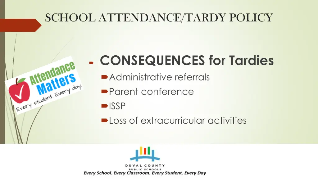 school attendance tardy policy