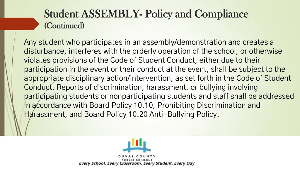 student assembly student assembly policy