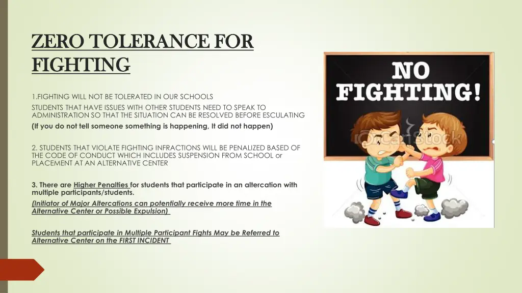 zero tolerance for zero tolerance for fighting