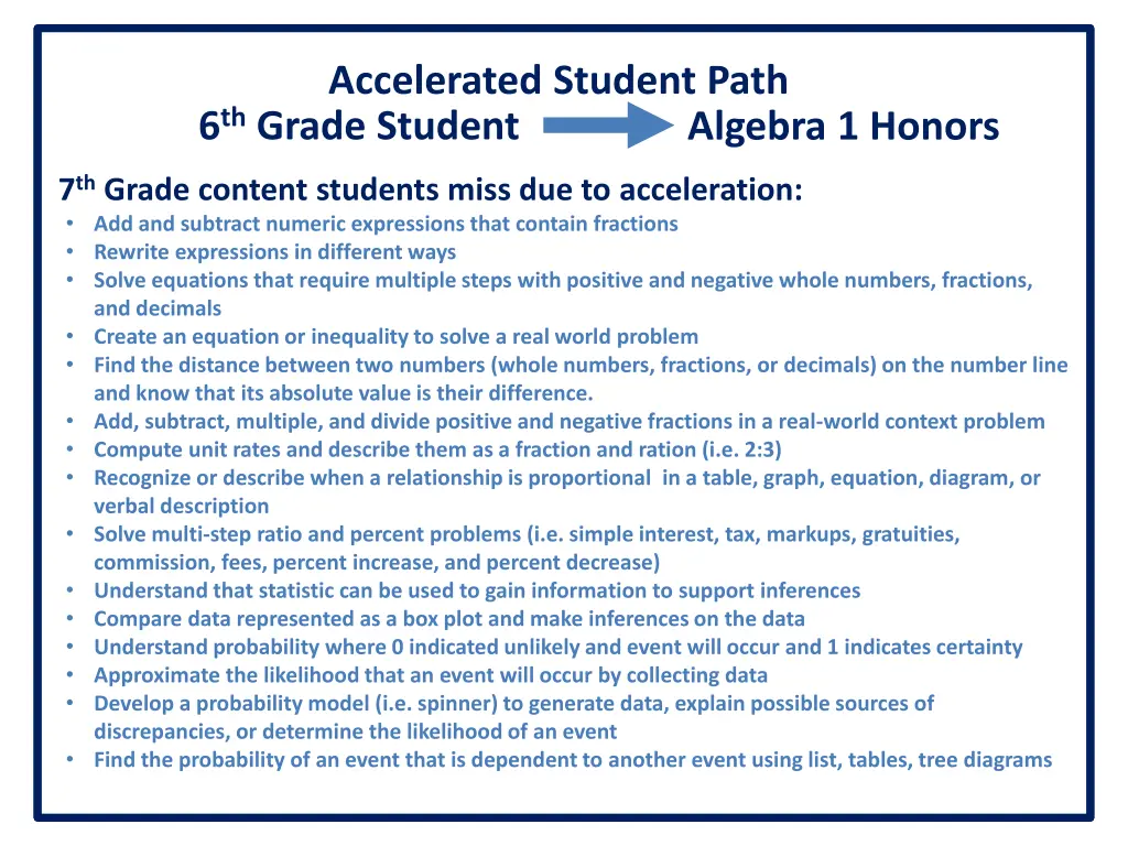 accelerated student path 6 th grade student 1