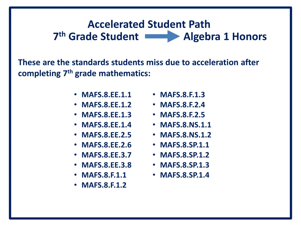 accelerated student path 7 th grade student