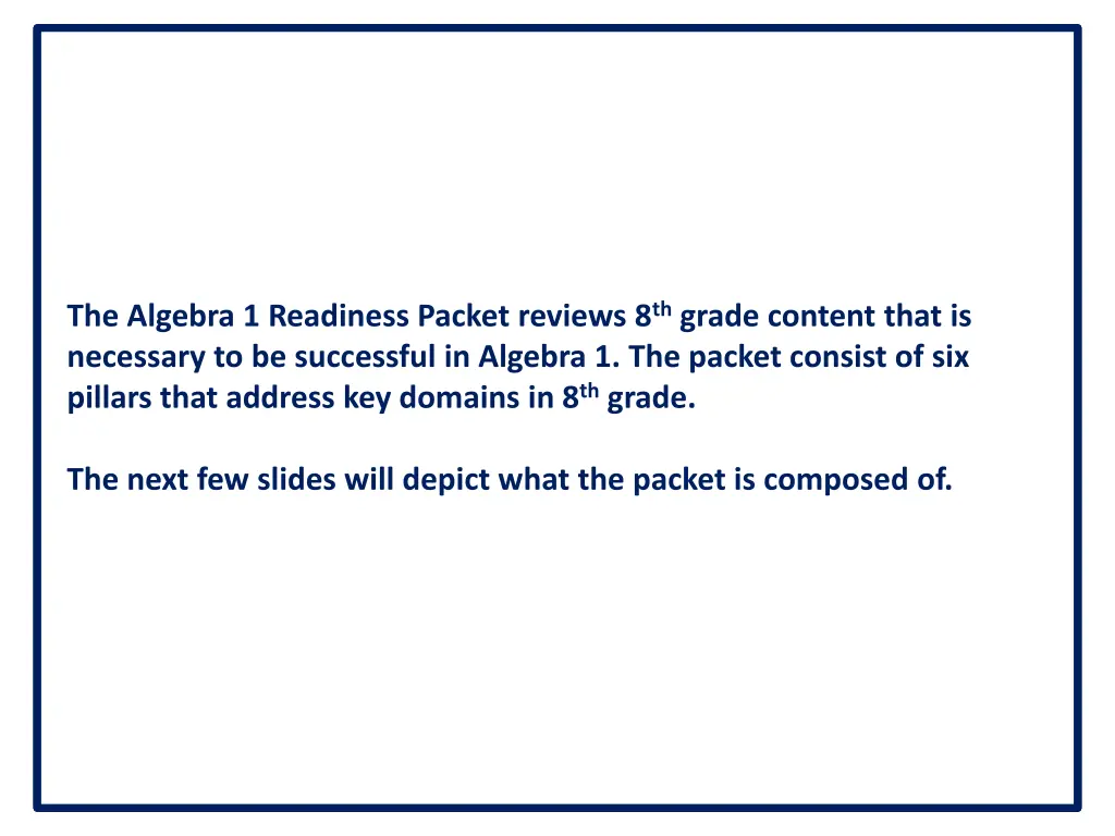 the algebra 1 readiness packet reviews 8 th grade