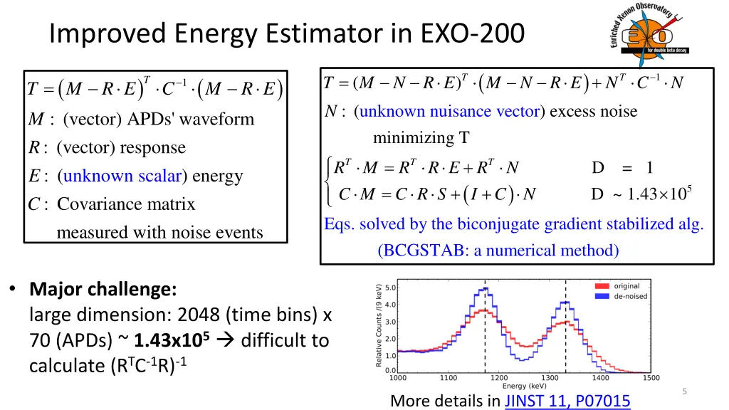 improved energy estimator in exo 200 1