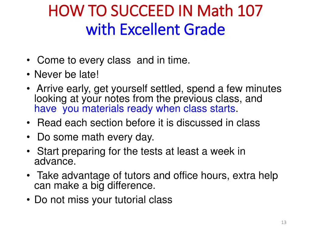 how to succeed in math 107 how to succeed in math