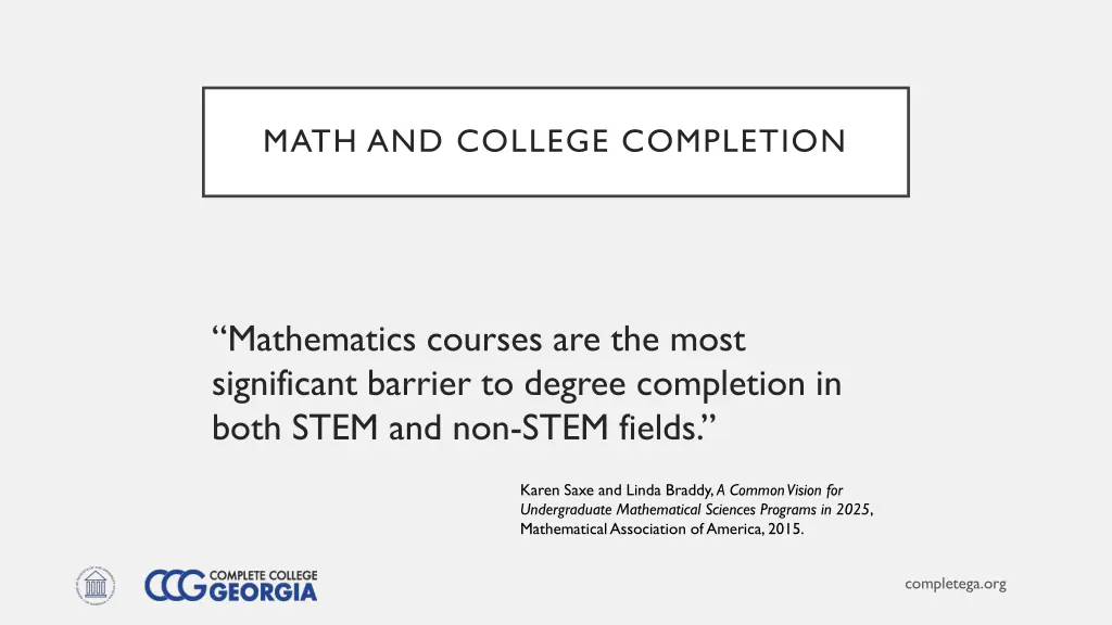 math and college completion