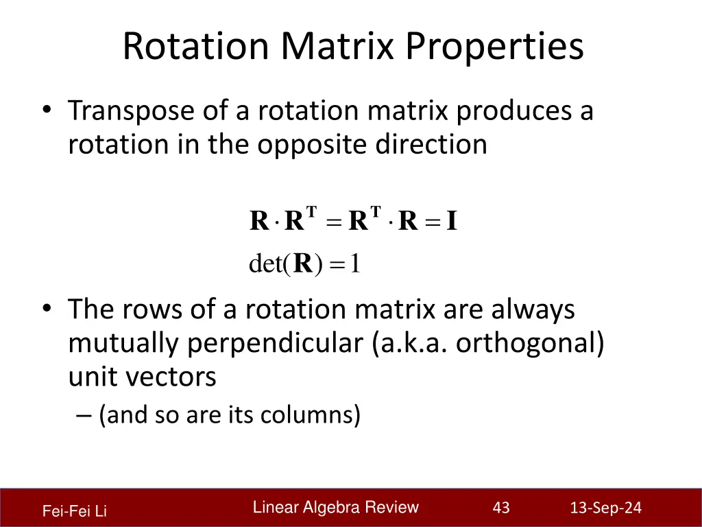 rotation matrix properties