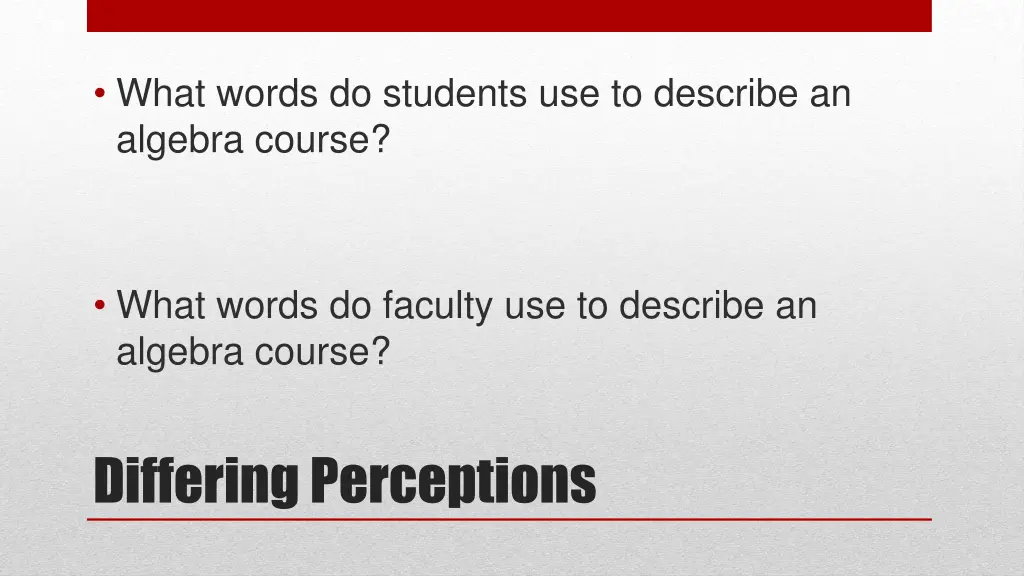 what words do students use to describe an algebra