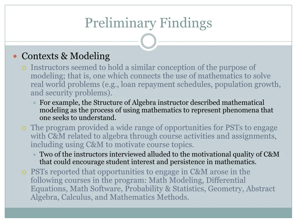 preliminary findings