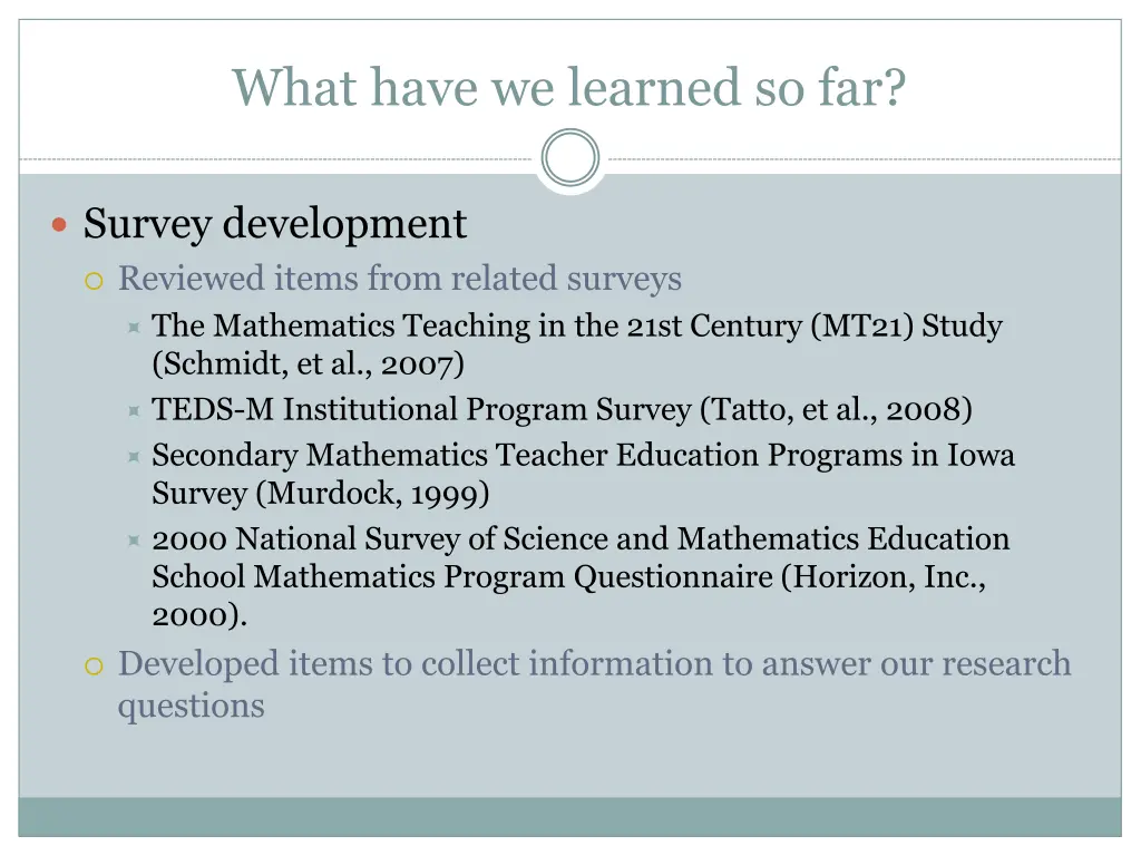 what have we learned so far 3