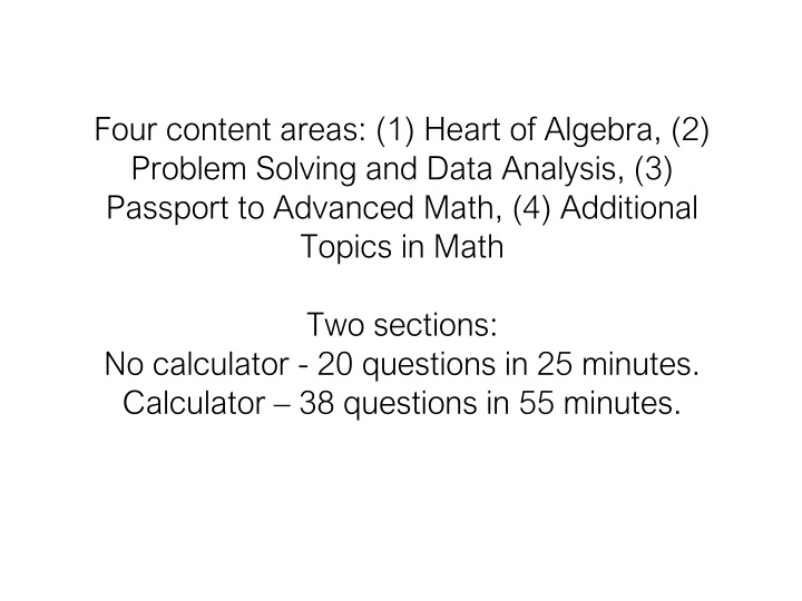 four content areas 1 heart of algebra 2 problem