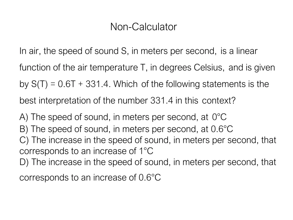 non calculator