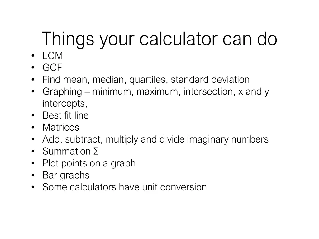 things your calculator can do lcm gcf find mean