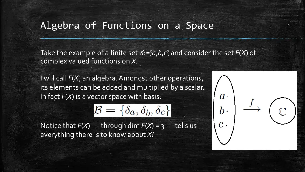 algebra of functions on a space