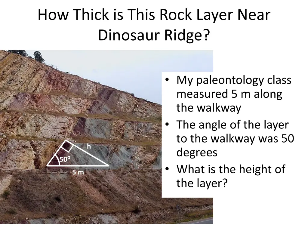 how thick is this rock layer near dinosaur ridge