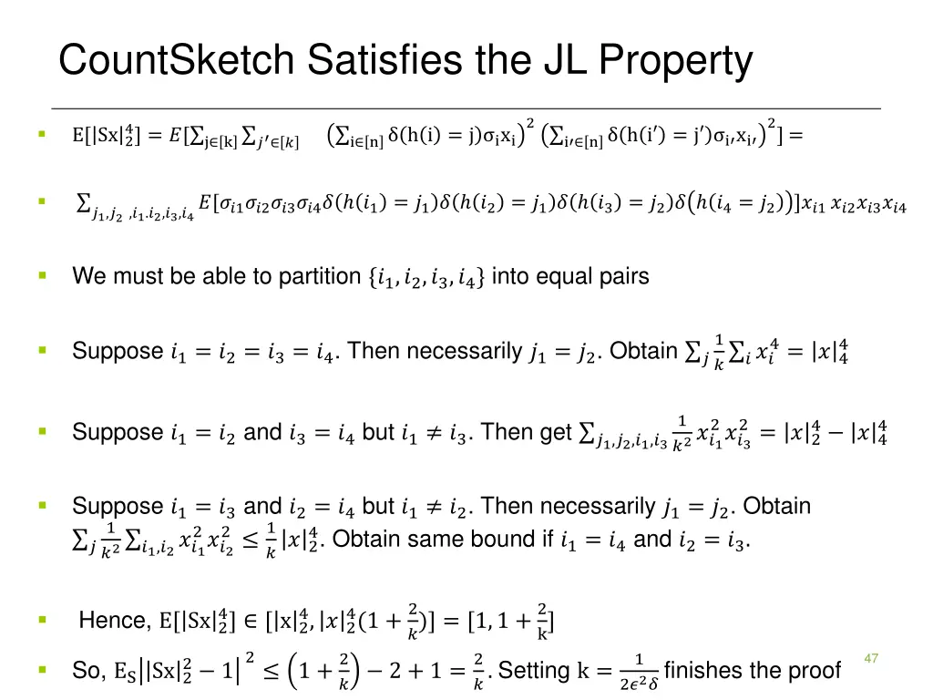 countsketch satisfies the jl property 1