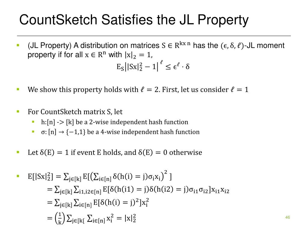 countsketch satisfies the jl property