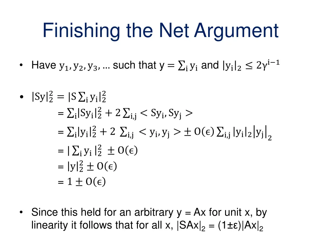 finishing the net argument 1