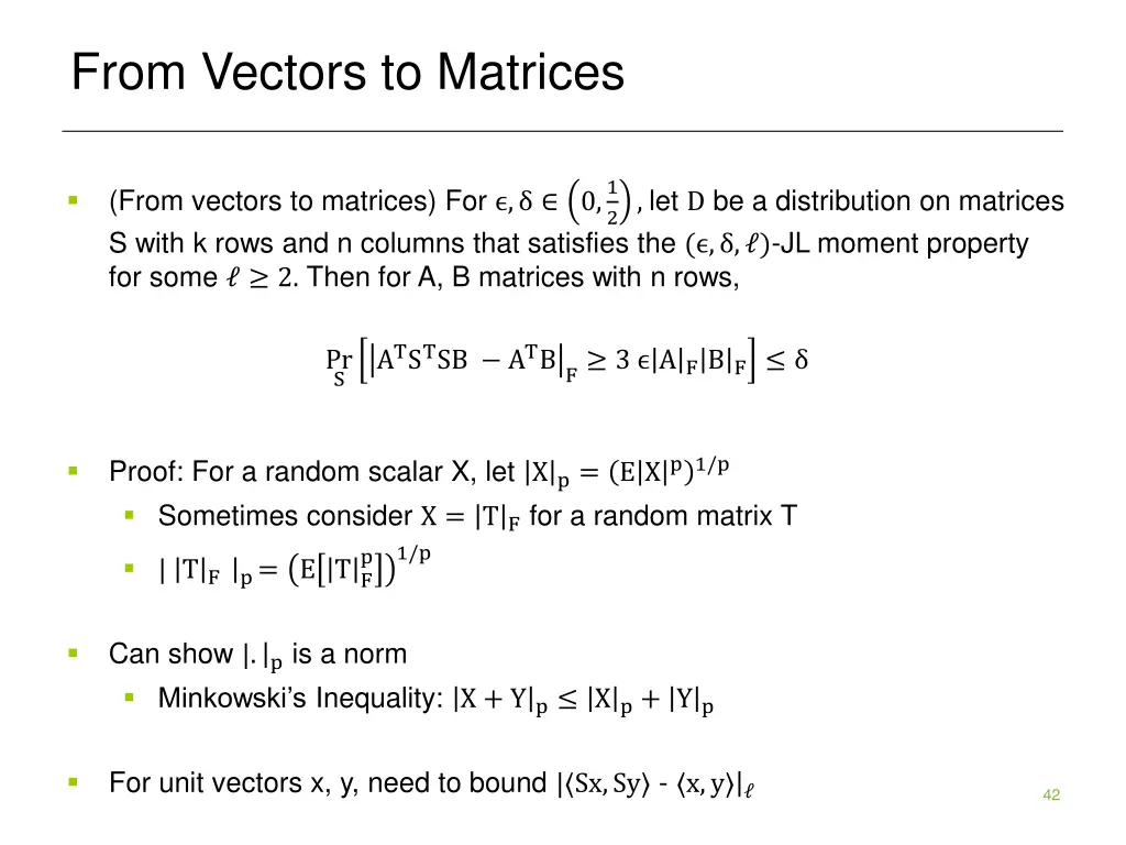 from vectors to matrices