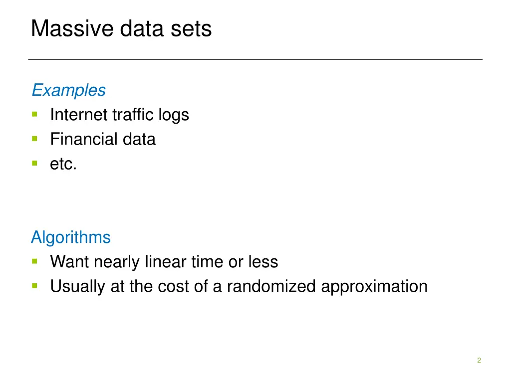 massive data sets