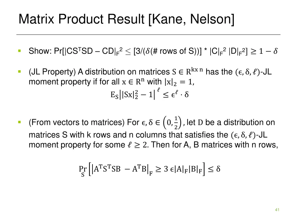 matrix product result kane nelson