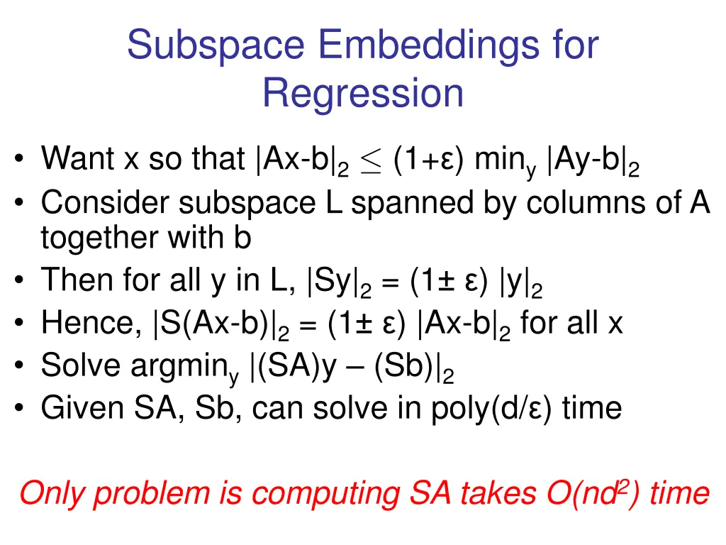 subspace embeddings for regression