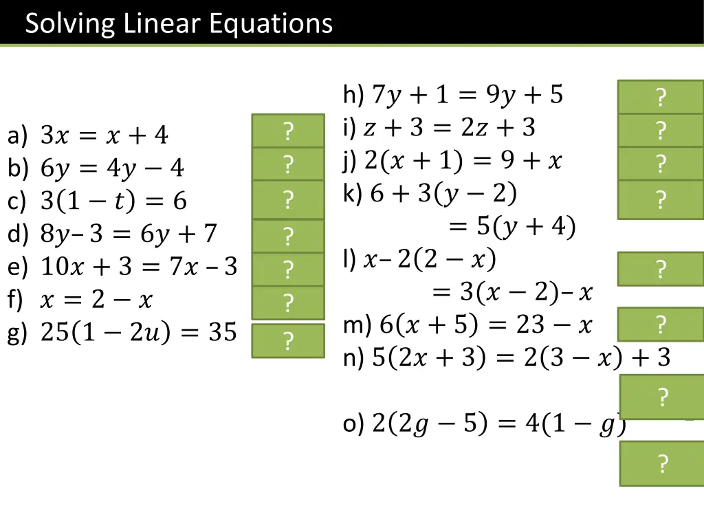 solving linear equations 1