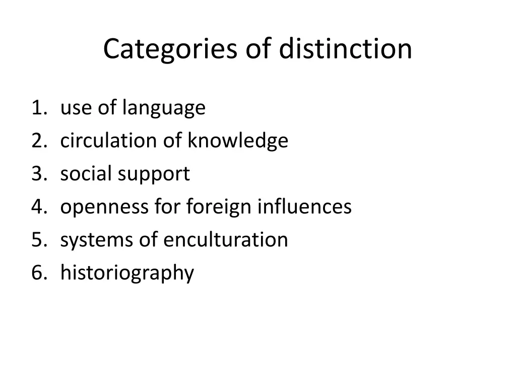 categories of distinction