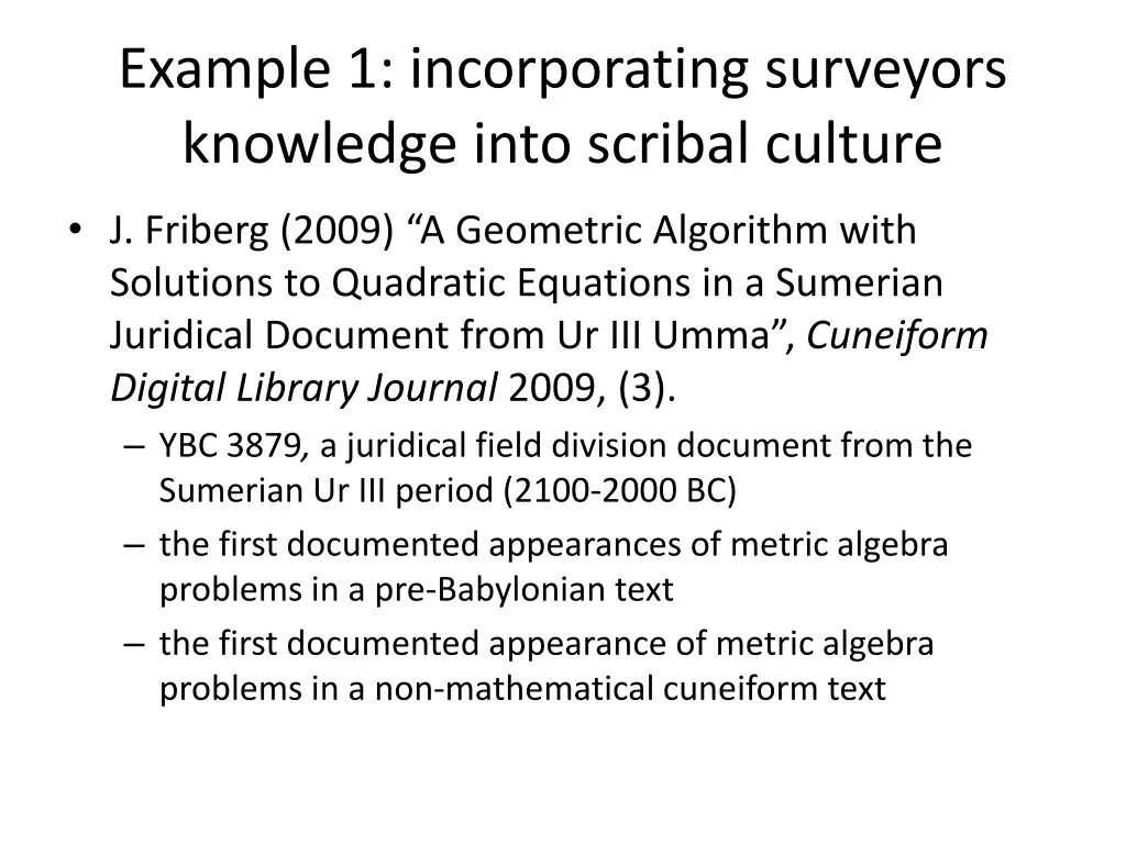 example 1 incorporating surveyors knowledge into