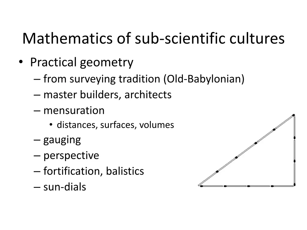 mathematics of sub scientific cultures practical