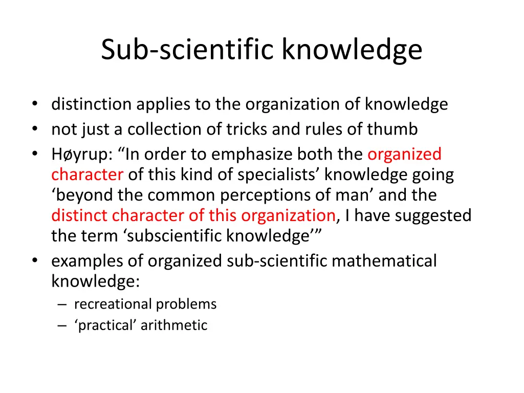 sub scientific knowledge