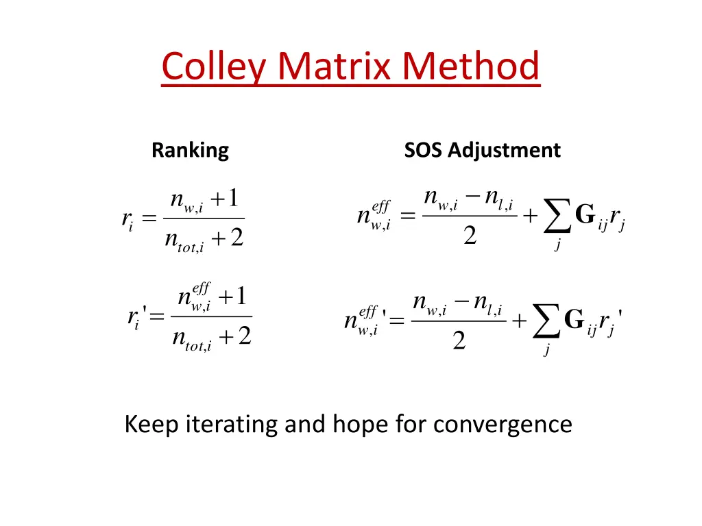 colley matrix method