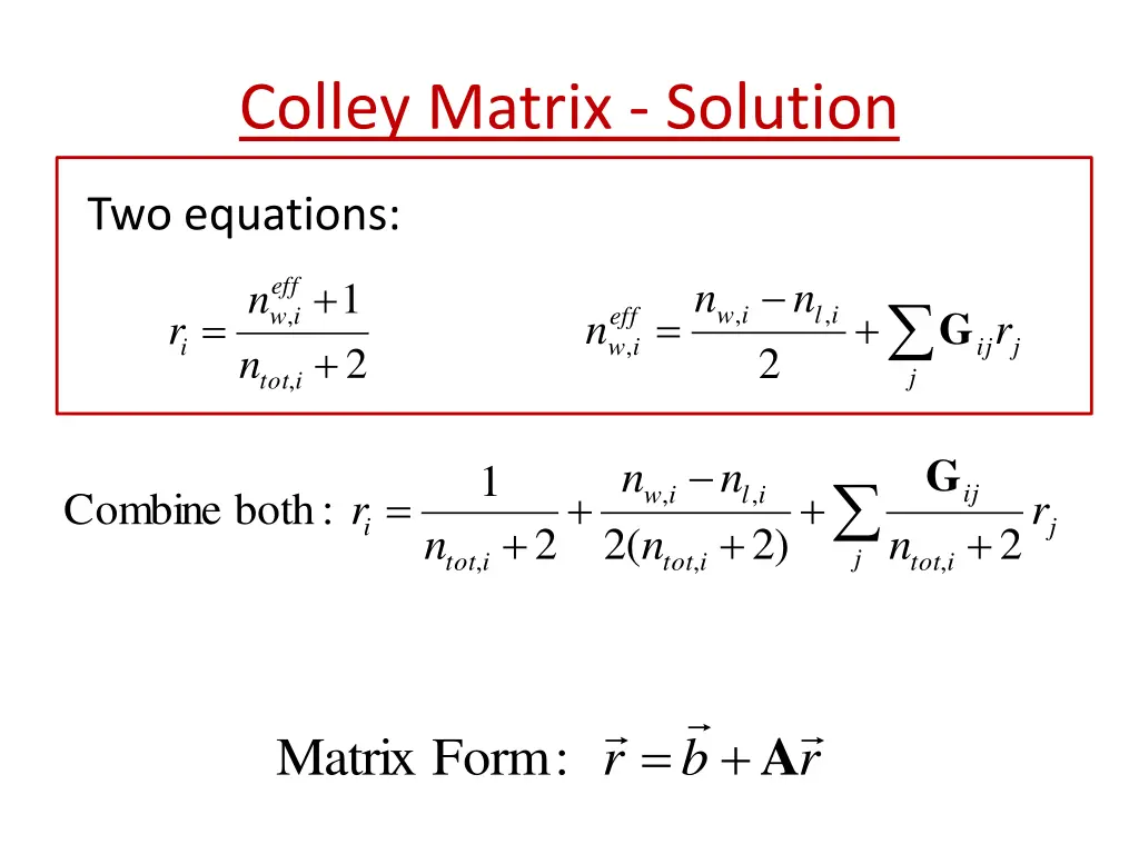 colley matrix solution