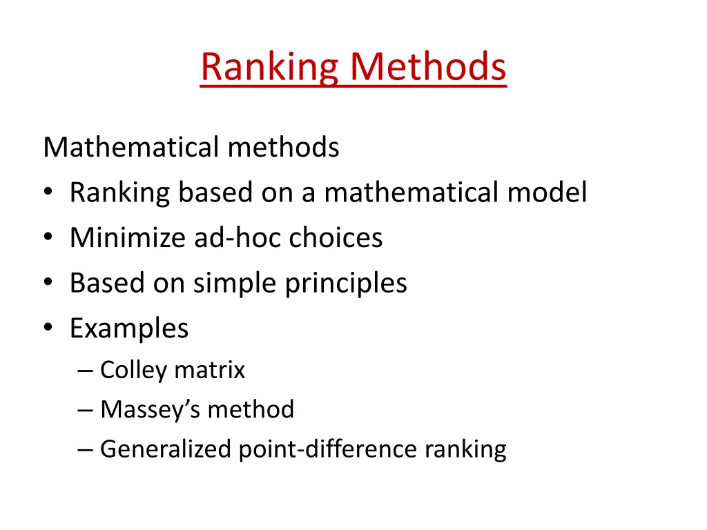 ranking methods 1