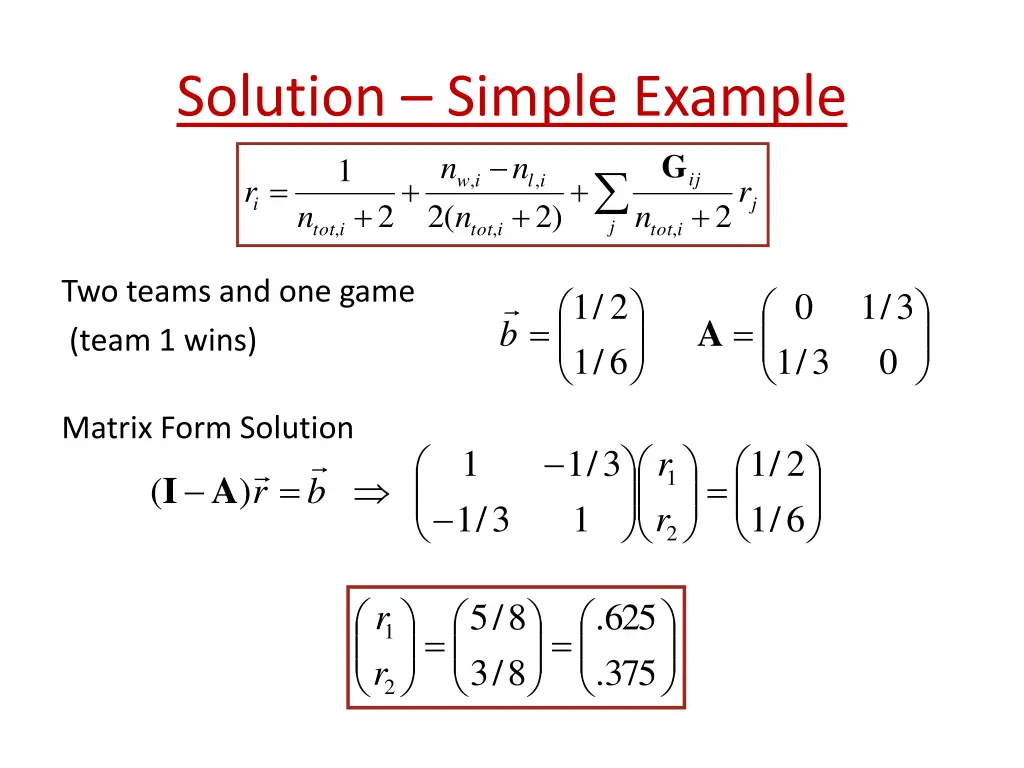 solution simple example i tot i tot n n 2 2