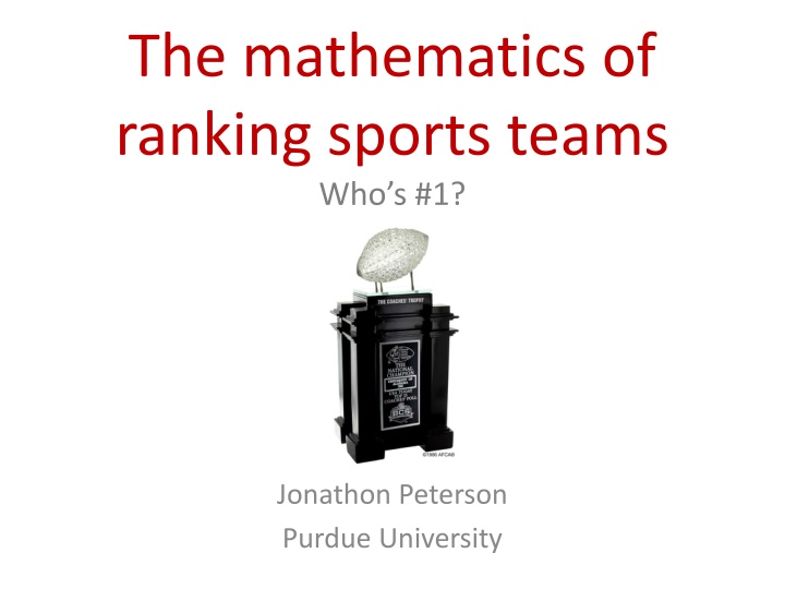 the mathematics of ranking sports teams who s 1