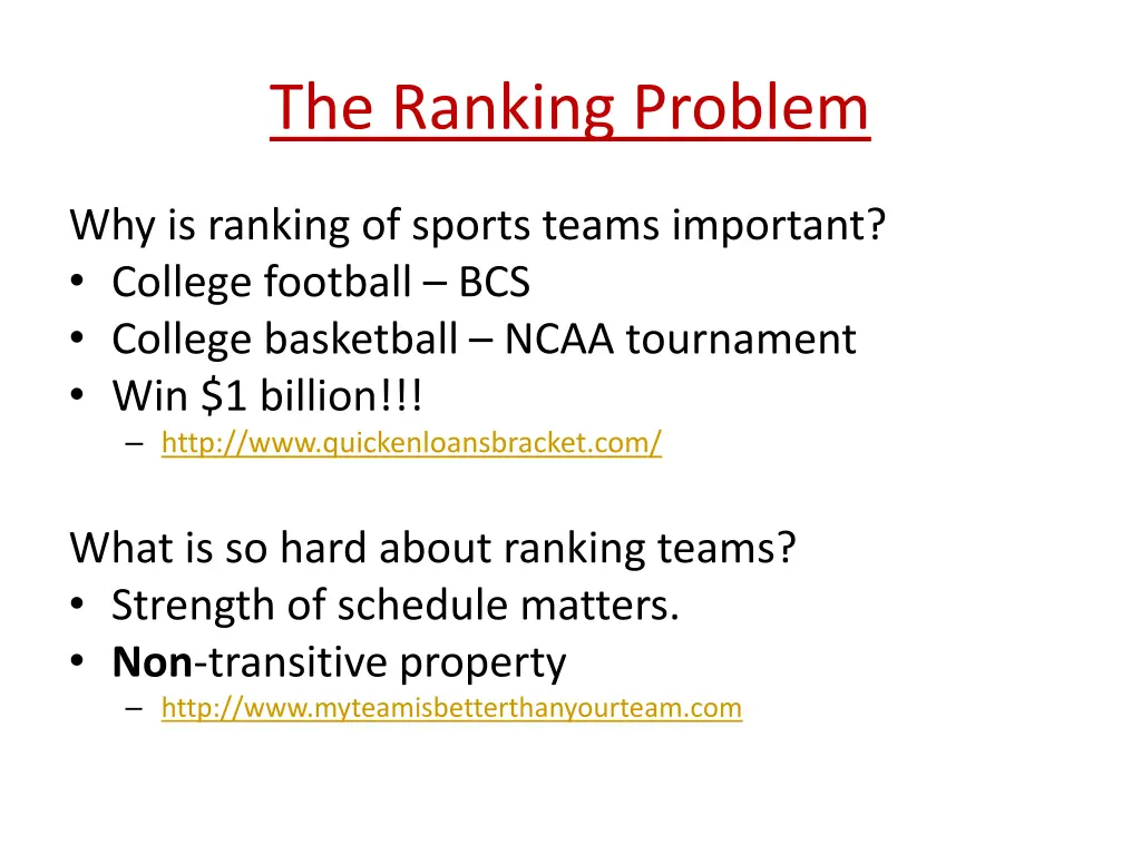 the ranking problem